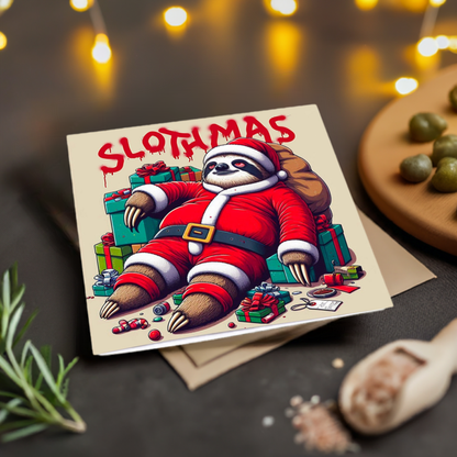 Pack of 10 Greeting Cards (only US + CA)- Happy Slothmas 1